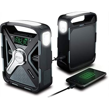 Eton Emergency Weather Bluetooth Radio, Smartphone Charger, Alarm Clock & LED Flashlight, Dual Powered