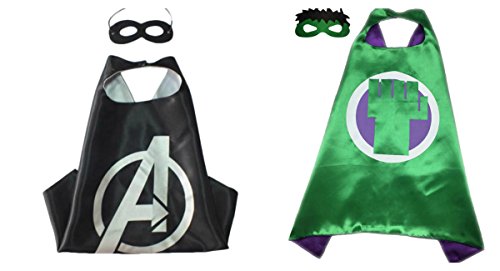 Avengers & Hulk Costumes - 2 Capes, 2 Masks with Gift Box by Superheroes
