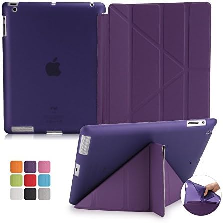 iPad 4 Case iPad 3 Case iPad 2 Case, Dowswin Multi-fold Stand Smart Case Cover with Soft TPU Back [Auto Sleep/Wake] for Apple iPad 2/3/4(Purple)