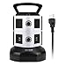 Power Strip Tower JACKYLED Surge Protector Electric Charging Station 3000W 13A 6 AC Outlets 4 USB Ports with 16AWG 6.5ft Heavy Duty Extension Cord Universal for Home Office primary