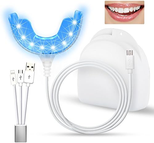 Herwiss Teeth Whitening Tray Light, 16 LED Teeth Whitener Kit with 3 Adapters for iPhone, Android &amp; USB, Tooth Whitening Accelerator Work with Teeth Whitening Strips and Teeth Whitening Gel