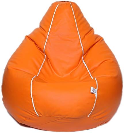Maruti fun bags XL Bean Bag Cover Without Beans Striped- Orange and White