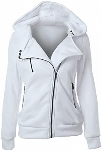 Female Hoodies Sweatshirt Autumn Winter Long Sleeve Zipper Hooded Sweatshirt Warm Women Tracksuit Streetwear Black White white M