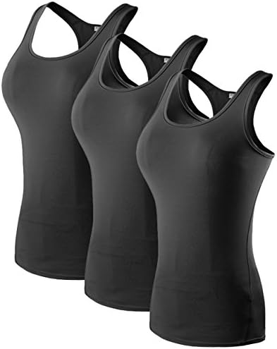 AVERYAR Women's 3 Pack Compression Base Layer Dry Fit Tank Top Absorb Sweat Running Fitness