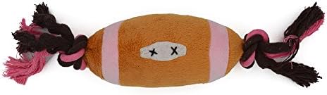 Hydex Pets Puppy Squeaky Plush Dog Toys-Rugby with Durable Cotton Rope Chew Pet Toys-for Small,Medium Dogs-13 Inch