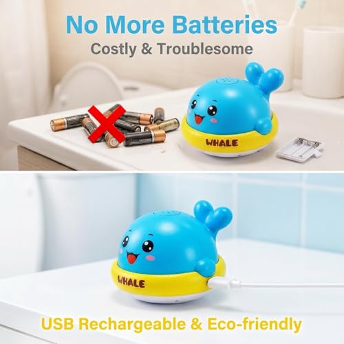 Baby Bath Toys, Baby Bath Toys Whale Sprinkle, Automatic Induction Spray Water Toys, Bath Time Shower Gifts for 1 2 3 Year Old Baby Girls Boys (Blue)