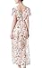 DANTTAN Women's V-Neck Ruffle Sleeves Chiffon Floral Maxi Dress Beige