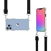 Wuwedo for iPhone 13 Pro Crystal Clear Case with Detachable Adjustable Crossbody Strap, Slim Fit Shockproof Protective Phone Case with Anti-Lost Shoulder Neck Lanyard for Girls and Women