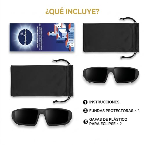 Plastic Solar Eclipse Glasses Approved ISO 12312-2 & CE Certified - Safe for Direct Observation - Glasses for Viewing Solar Eclipses - AAS Listed - Total Eclipse 2026