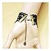 Handmade Gothic Lolita Retro Lace Slave Bracelet Ring Wedding Wristband Orange Crystal Beads