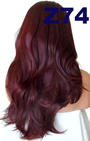 Long Wavy Curly 3/4 Half Wig fall Bright Red Burgundy Auburn Ginger Copper Purple Clip in Hair Extension