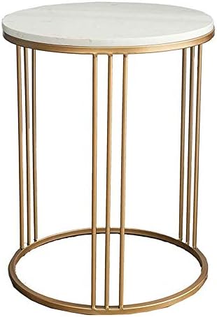 LILISHANGPU Folding table- Nordic Modern Living Room Marble Round Side End Coffee Table Nightstand - 40 * 55CM Easy To Move (color : White)