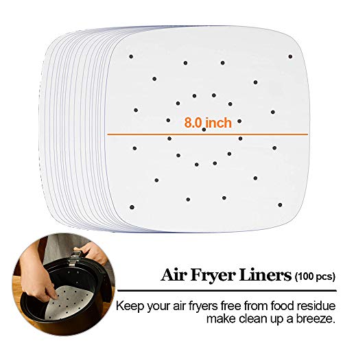 Square Air Fryer Accessories 11 pcs with Recipe Cookbook Compatible for Philips Air Fryer, COSORI and other Square AirFryers and Oven, Deluxe Deep Fryer Accessories Set of 12-8 inch