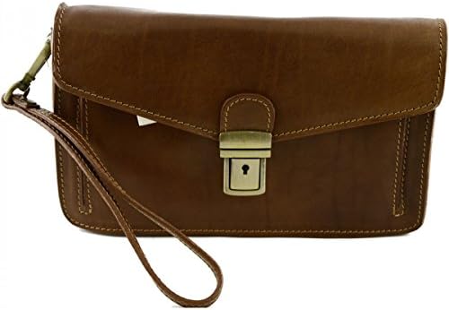 Genuine Leather Man Clutch Color Cognac