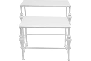 White, Standing Nesting Tables Storage Racks 2 Piece Set Nesting Tables Retail Display Stand, for Stores,Boutiques and Homes