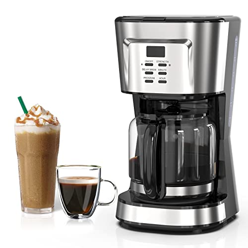 12Cup Coffee Maker Drip Coffee Maker with Programmable Timer, Brew