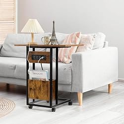 Hadulcet C Shaped End Table with Charging Station