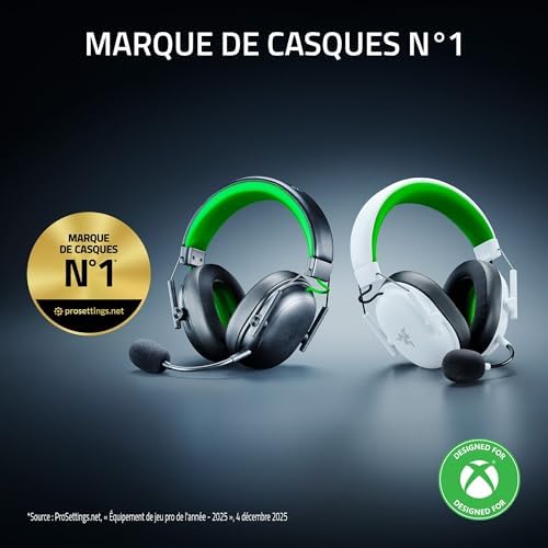 BlackShark V3 X HyperSpeed Xbox - Casque sans Fil pour l’Esport - Ultra-léger 270 g - Haut-parleurs de 50 mm - Micro Amovible - HyperSpeed 2,4 GHz et Bluetooth - Xbox/PC | Blanc