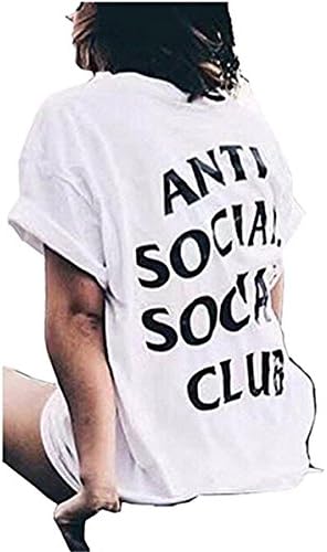 Ruiying Unisex Hip Hop Anti Social Letter Printing T Shirt