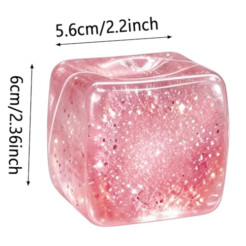Glow in The Dark Sensory Cube Fidget Toy, Soft TPR Luminous Squeeze Block, Portable Stress Relief Hand Toy, Compact Decompression Cube, Safe Cute Desktop Play Toys for Kids and Adults