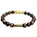 Genuine Tiger Eye Stone Bead Stretchy Elastic Bracelet with Gold Tone Faceted Accents, 8mm, Friendship, Couples