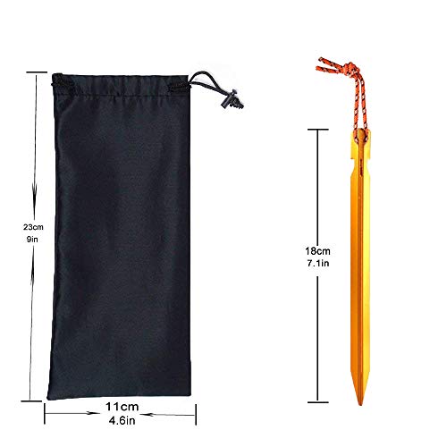 OBKJJ Tent Stakes,7075Aluminium Tent Nail Lightweight with Reflective Rope 12-Piece (Gold)