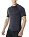 TSLA Men's UPF 50+Swim Shirt Loose-Fit Swim Tee Rashguard Top,Active Sun Block(mss01) - Charcoal & Black, Large.