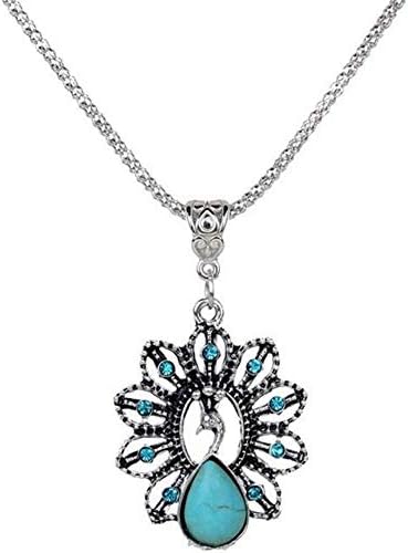 Womens Ladies Necklaces Sale Clearance, Weant Fashion Vintage Peach Heart Flower Turquoise Necklace Pendant Chain Jewelry for Lover Valentine Costume Gifts