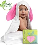 Luxury Bamboo Hooded Baby Towel w/Bunny Crinkle Ears - Extra Soft & Thick- Large Premium Organic Bath Towel - Newborn, Infant, Toddler - Hypoallergenic, Super Absorbent | Baby Shower Gift by Shmidt'S