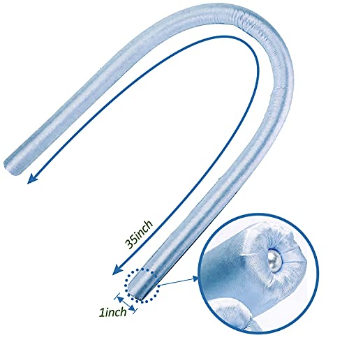 No Heat Hair Curler for Long Medium Hair,DIY Heatless Hair Curling Rod Headband,Sleeping Soft Silk Curling Ribbon,Soft Foam Hair Rollers for Overnight(Blue)