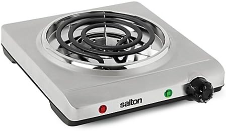 Salton Stainless Steel Tabletop Single Coil Durable Portable Cooking Range, Cook Food Virtually Anywhere