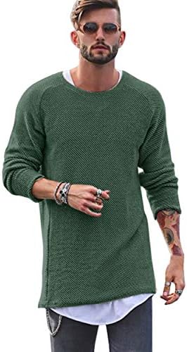 The Aron ONE Men's Fashion Casual Slim Knitted Long Sleeve Round Neck Hip-Hop Solid Color Pullover Sweater Jumper T-Shirt Tops