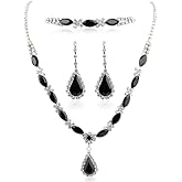 Resflyar Rhinestone Wedding Jewelry Set for Women, Bridal Bridesmaid Jewelry Set Crystal Necklace Earrings Bracelet for Party