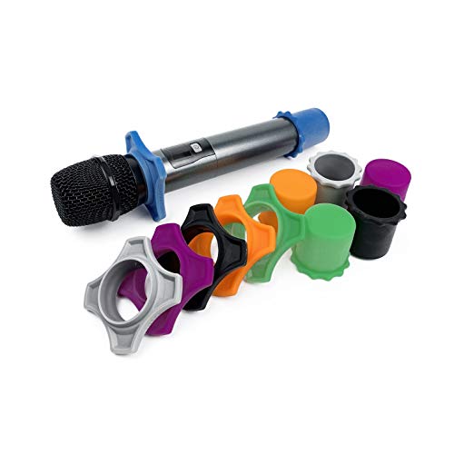 AUCH 6 Sets Shakeproof Wireless Handheld Microphone Anti-rolling Mic Protection Silicone Ring & Bottom Rod Sleeve Holder Set for KTV Device, Multi-Colored(Total 12Pcs) - Thumbnail 3
