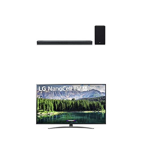 LG 75SM8670PUA Nano 8 Series 75″ 4K Ultra HD Smart LED NanoCell TV with LG SL8YG 3.1.2 Channel High Res Audio Sound Bar w/Meridian Technology, Dolby Atmos