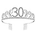 BABEYOND Crystal Rhinestone Tiara Princess Crown Birthday Crowns Silver Diamante Happy 18/20/21/30/40/50/60th Birthday (Silver-30th)