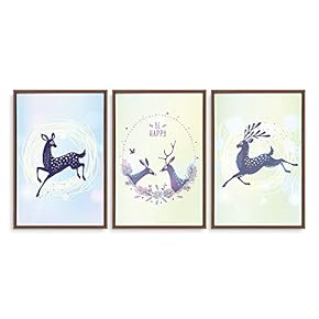 Framed Canvas Wall Art for Living Room, Bedroom Abstract Deer Collection Canvas Prints for Home Decoration Ready to Hanging - 16"x24"x3 Panels