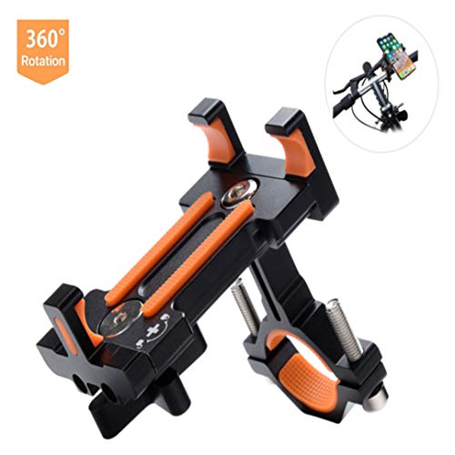 Phone Mount for Bike Phone Mount Motorcycle Phone Mount Bicycle Phone Mount Bike Phone Holder Compatible iOS/Android Smartphone Fits Any Cell Phone Size (Black with 360 Degree Rotating)