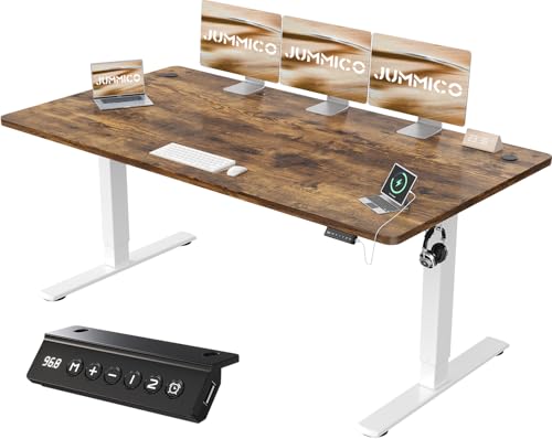 JUMMICO Höhenverstellbarer Schreibtisch 180 x 80 cm, USB-A-Anschluss