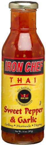 Iron ChefThai Sweet Pepper & Garlic Sauce, All Natural, Kosher, 14-Ounce Glass Bottles (Pack of 3)