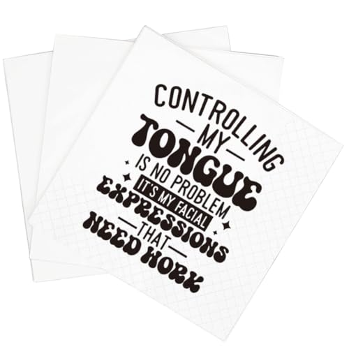 Photo 1 of SharkBliss Funny Sarcastic Quotes Cocktail Napkins, 100 Pack Controlling My Tongue Is No Problem It's My Facial Expressions That Need Work Paper Party Cocktail Napkins 2-Ply, 5x5" (Control My Tongue)