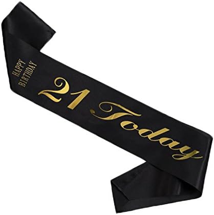 Black 21st Birthday Satin Sash