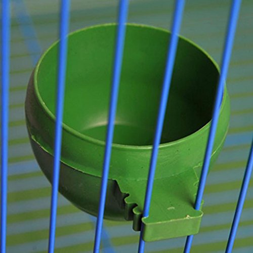 Afco Bird Feeding Bowl,Plastic Round Food Water Cup Holder Parrot Pigeon Cage Hanging Feeder size S (Green) - Thumbnail 5