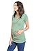 LaClef Women's Doubled Layered Scoop Neck Ruched Maternity Nursing Breastfeeding Top (Large, Sage)