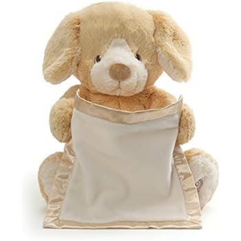 Spin Master Peek a Boo Puppy Animated Stuffed Animal Plush, Tan, 10