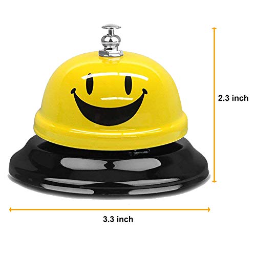 Wekoil Call Bell Smiley Face Desk Service Bell Ding Bell for Restaurant Hotel Room Kitchen Party School Classroom Office Elderly Teachers Students Large Yellow Emoji Bell,3.3 inch Yellow - Thumbnail 4