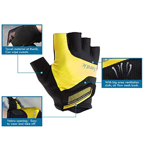 image for SANTIC Classic Fingerless Cycling Gloves with Shock-absorbing Foam Pad