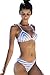 CUPSHE Women Stripe Printing Bikini Set Beach Bathing Suit,Light Blue,Small
