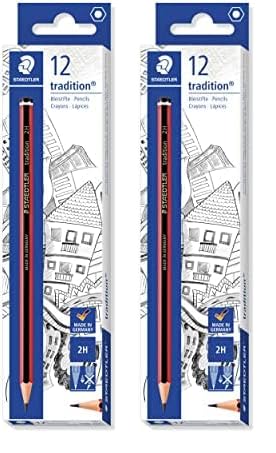 STAEDTLER 110-2H Tradition Graphite Pencil for Drawing & Sketching - 2H (Box of 12), Black (Pack of 2)