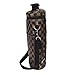 Vina 2 Bottle Wine Tote Bag, Insulated Wine or Beer Cooler Carrier Case with Shoulder Strap + Free Corkscrew, Brown Grid Wine Gift Bag for Travel and Picnic, Black